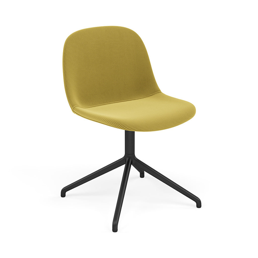 Fiber Side Chair: Swivel Base + Recycled Shell + Upholstered + Anthracite Black