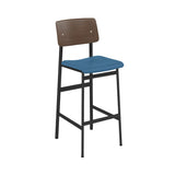 Loft Bar Stool: Upholstered + Black + Stained Dark Brown