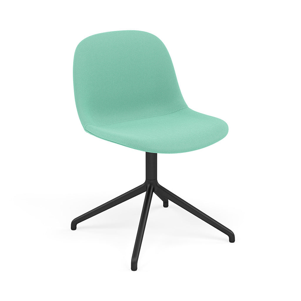 Fiber Side Chair: Swivel Base with Return + Recycled Shell + Upholstered + Anthracite Black