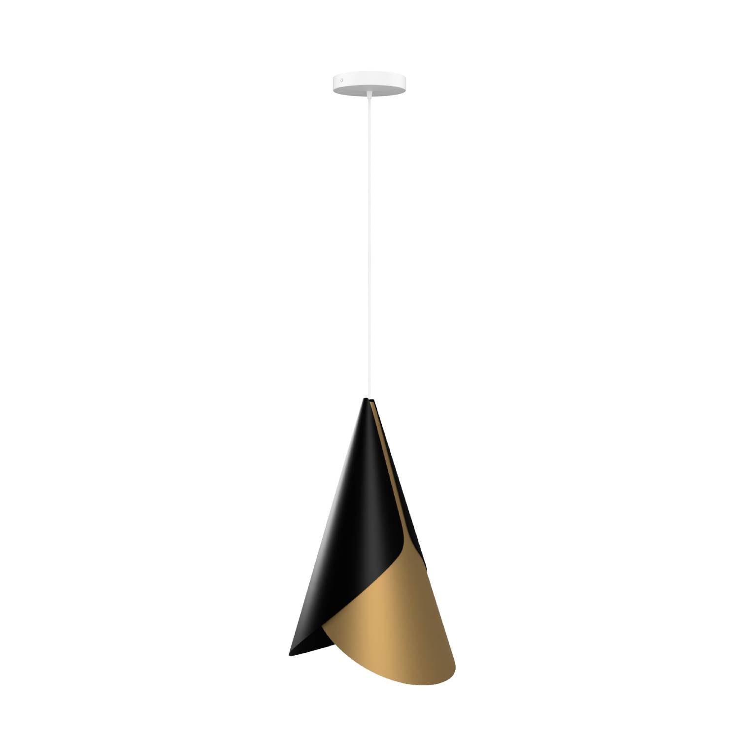 Cornet Pendant: Black + Brass + White + Canopy