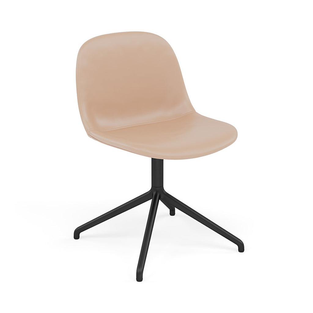 Fiber Side Chair: Swivel Base + Recycled Shell + Upholstered + Anthracite Black