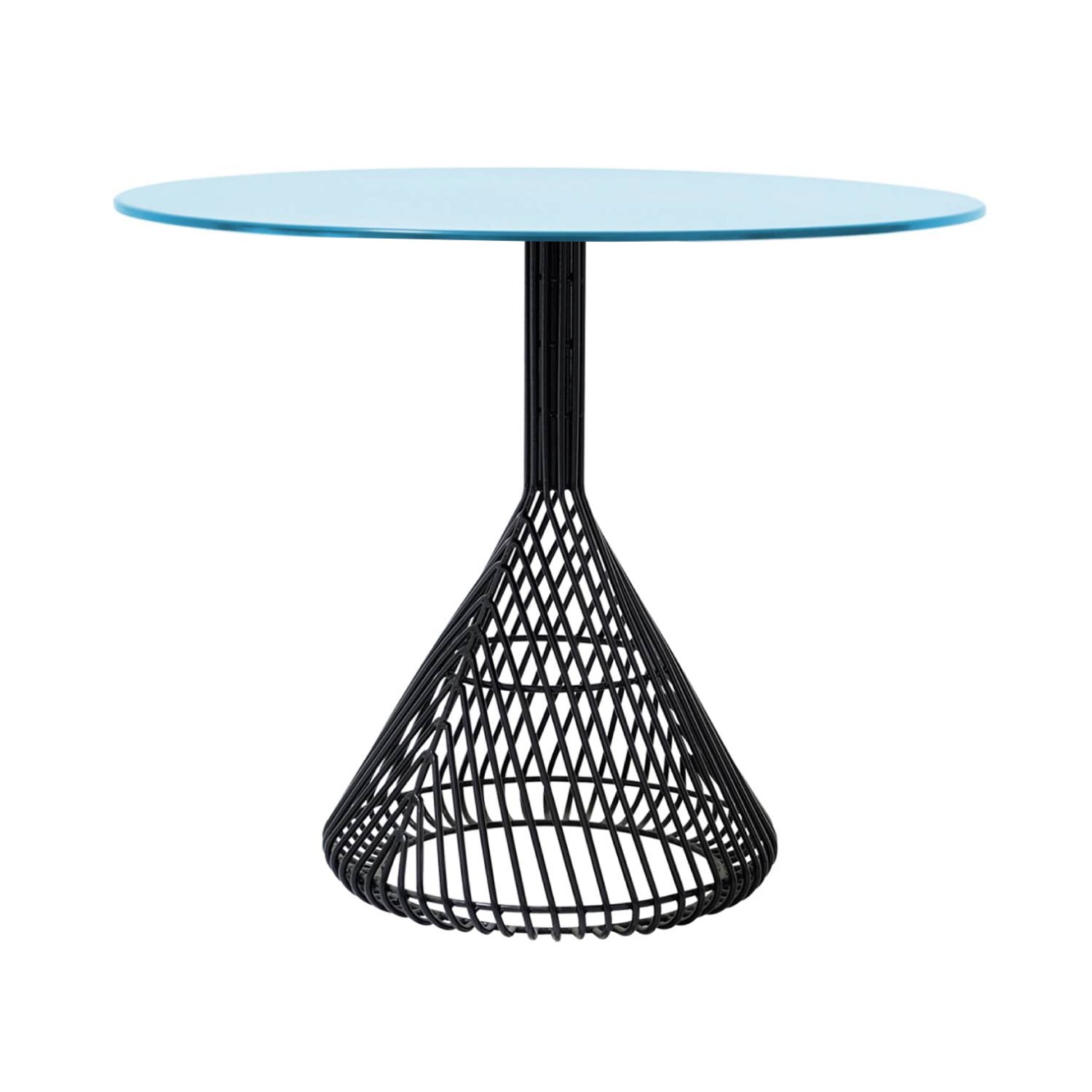 Bistro Dining Table: Black + Peacock Blue Metal