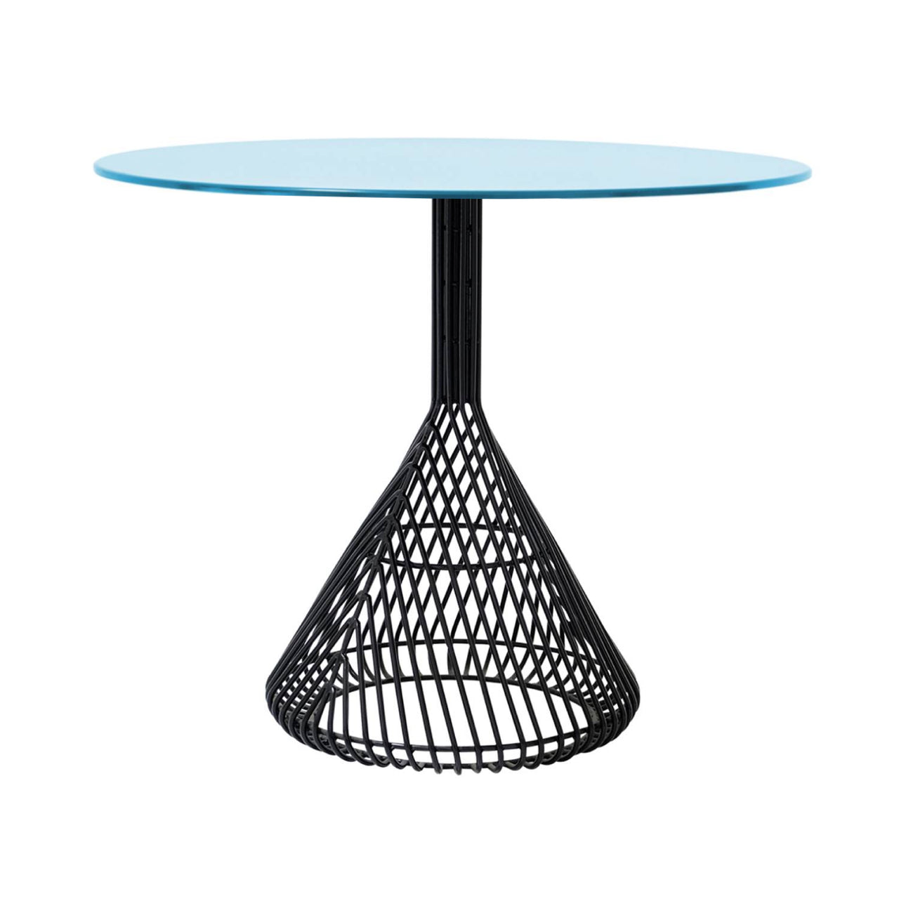 Bistro Dining Table: Black + Peacock Blue Metal