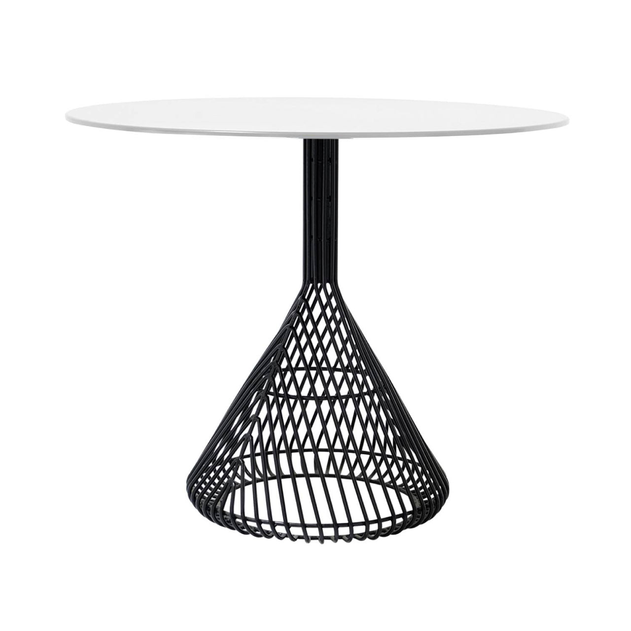 Bistro Dining Table: Black + White Metal