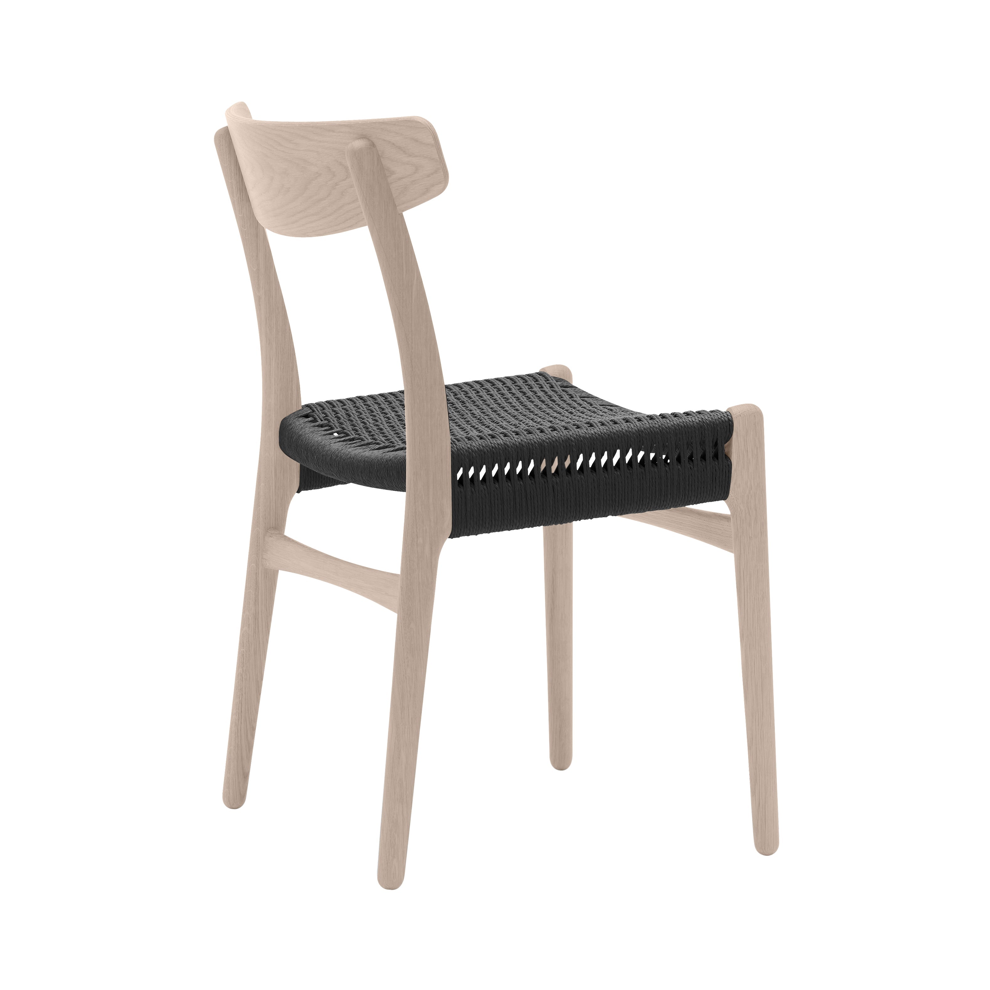 CH23 Dining Chair: Black + Soaped Oak + Without Cushion