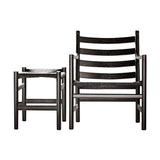 CH44 Lounge Chair with Footstool: Black + Black Oak