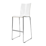 Chairik 118 High Bar Chair: Sled Base + Melamine - White + Polished Chrome