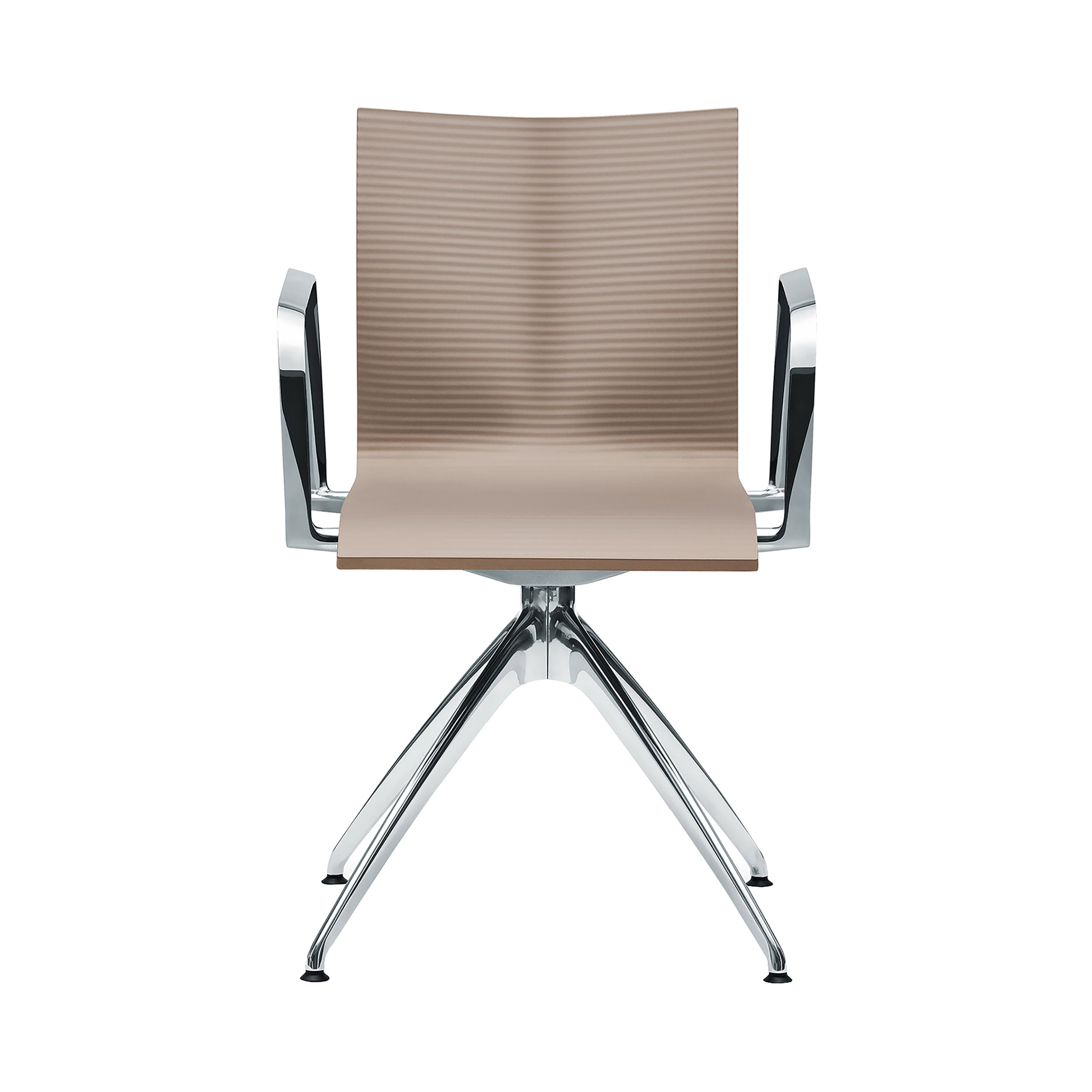 Chairik XL 137 Armchair: 4-Star Base + Pur - Light Brown + Aluminium