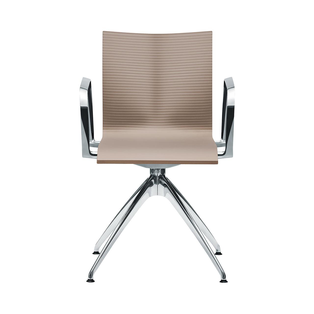 Chairik XL 137 Armchair: 4-Star Base + Pur - Light Brown + Aluminium