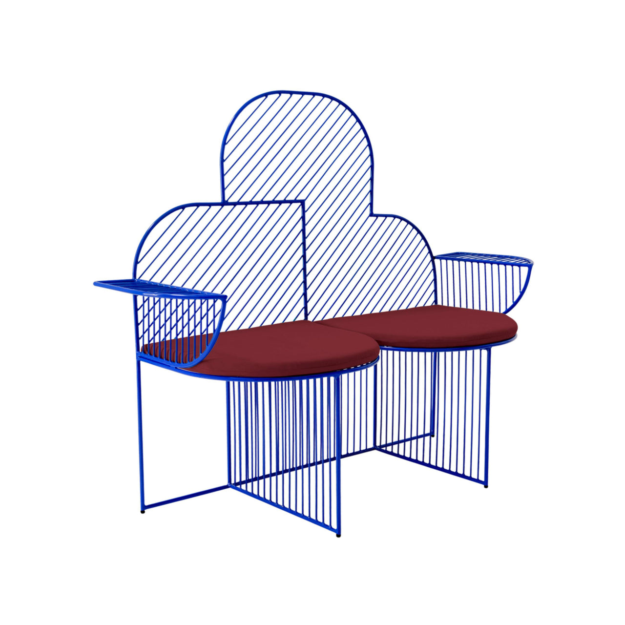 Cloud Bench: Electric Blue + Burgundy  Seat Pad