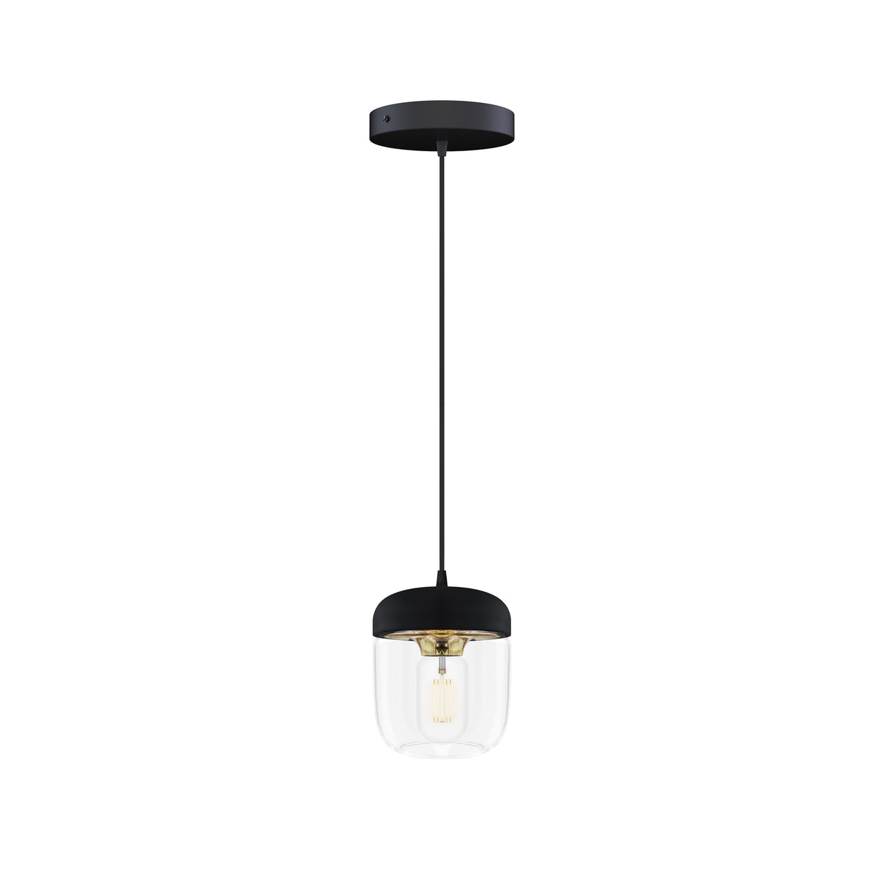 Acorn Pendant: Black + Polished Brass + Black (Canopy)