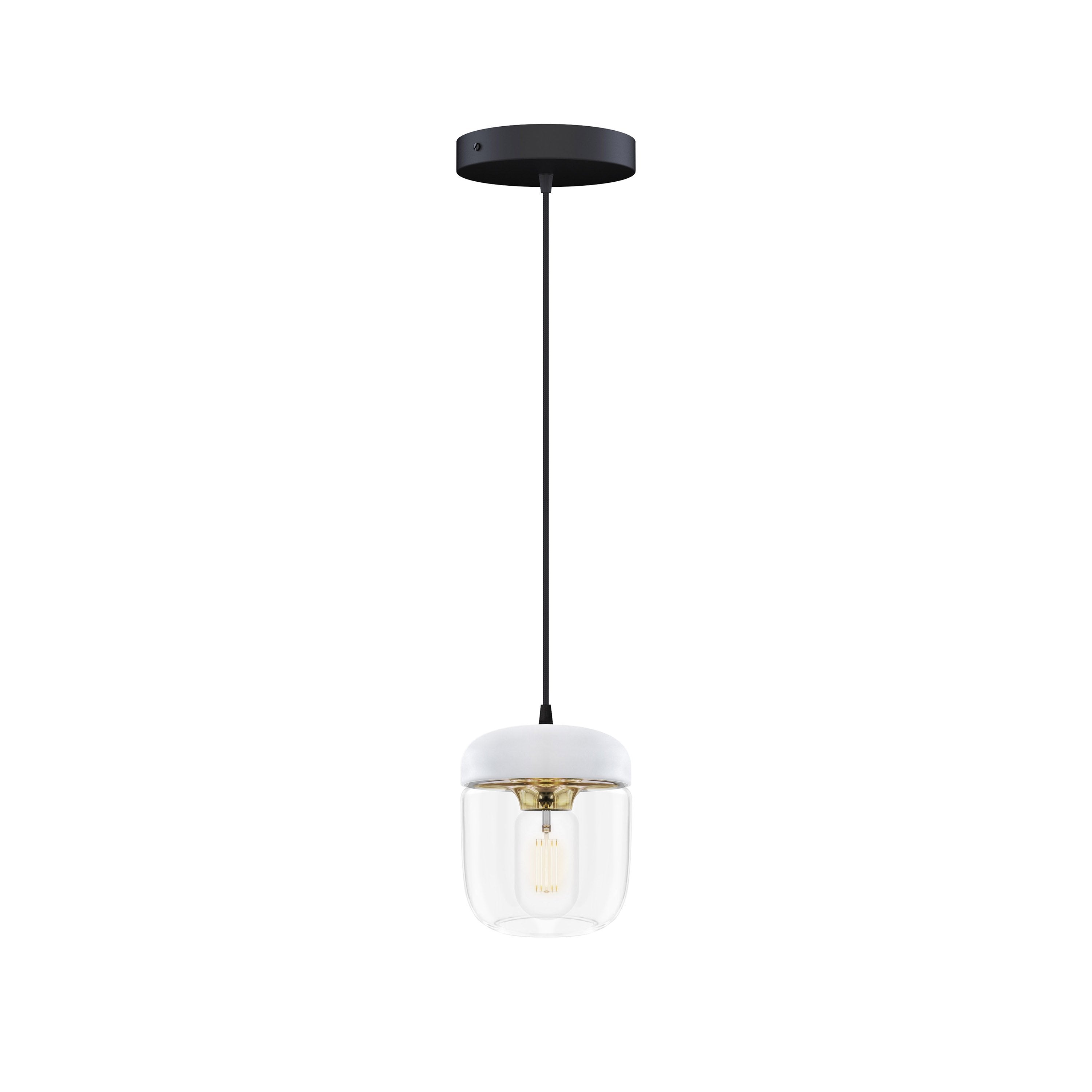 Acorn Pendant: White + Polished Brass + Black (Canopy)