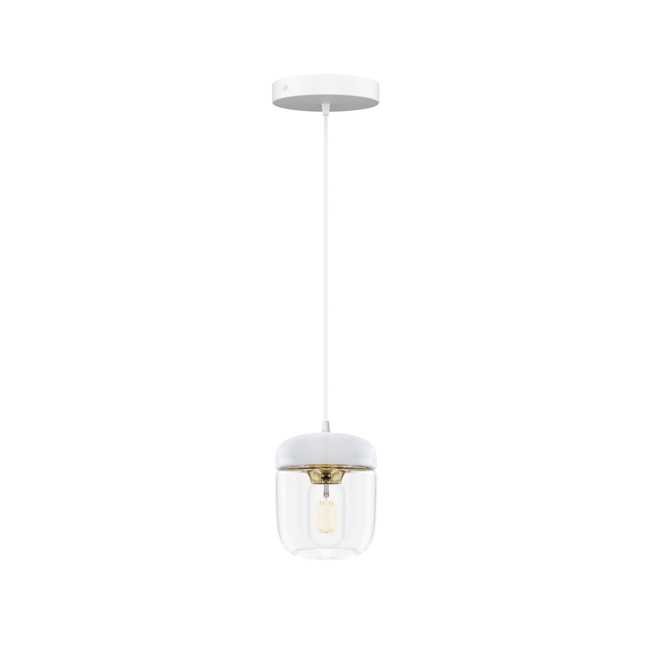 Acorn Pendant: White + Polished Brass + White (Canopy)