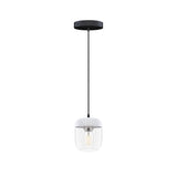 Acorn Pendant: White + Polished Steel + Black (Canopy)