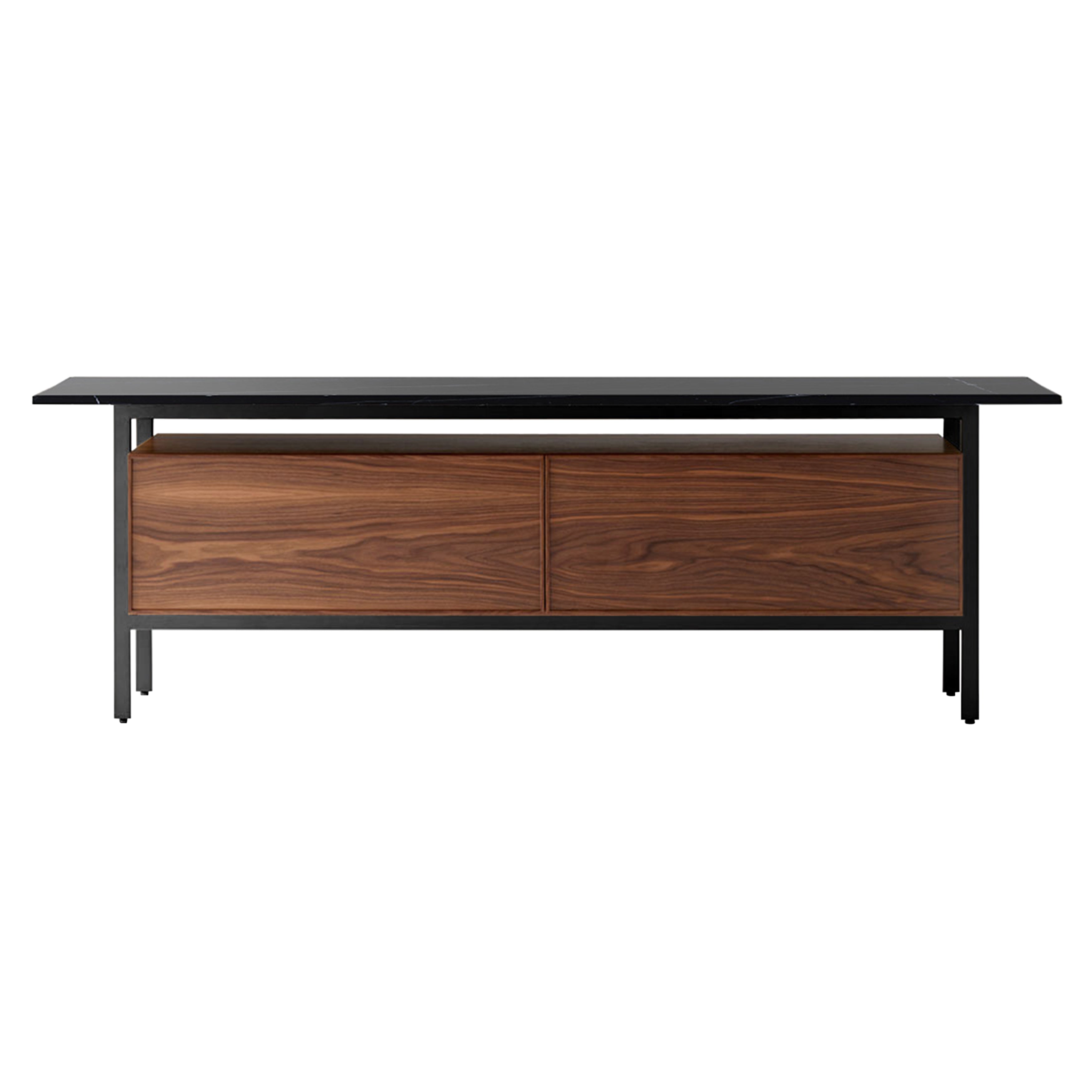 Chicago Wooden Door Sideboard: Large + Silestone Marquina + Super-Matt Walnut + Black Nickel