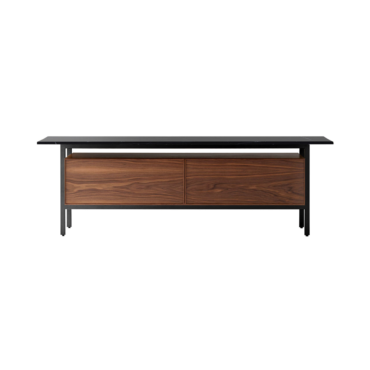 Chicago Wooden Door Sideboard: Small + Silestone Marquina + Super-Matt Walnut + Black