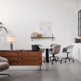 Beetle 3D Veneer Meeting Chair: 4 Star Base with Castors + Front Upholstered