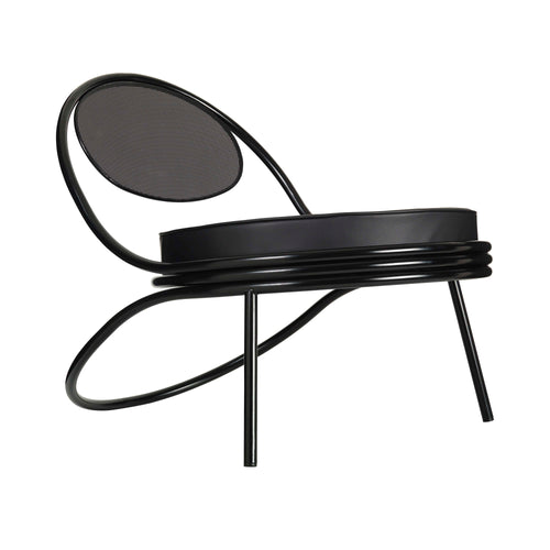 Copacabana Lounge Chair: Seat Upholstered + Black Semi Matt