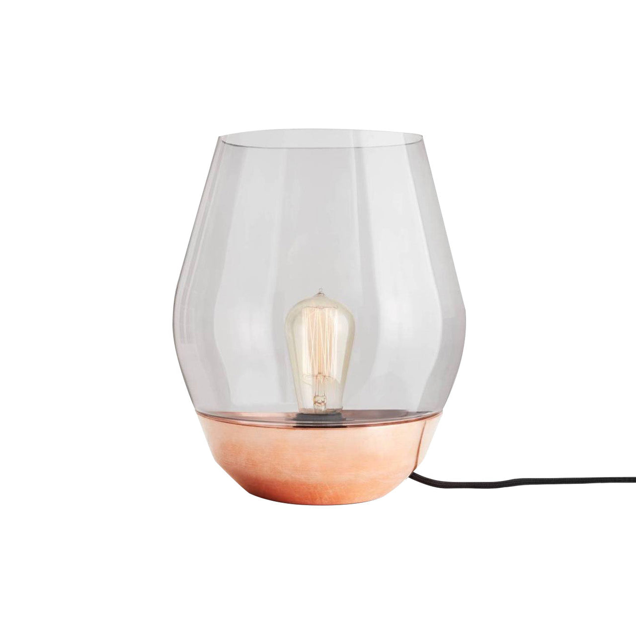 Bowl Table Lamp: Raw Copper + Light Smoked Glass