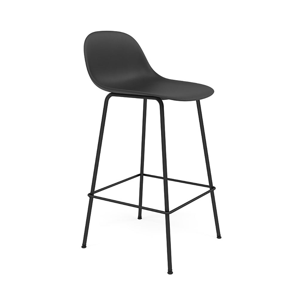 Fiber Bar + Counter Stool with Backrest: Tube Base + Counter + Black