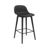 Fiber Bar + Counter Stool with Backrest: Wood Base + Counter + Black + Black