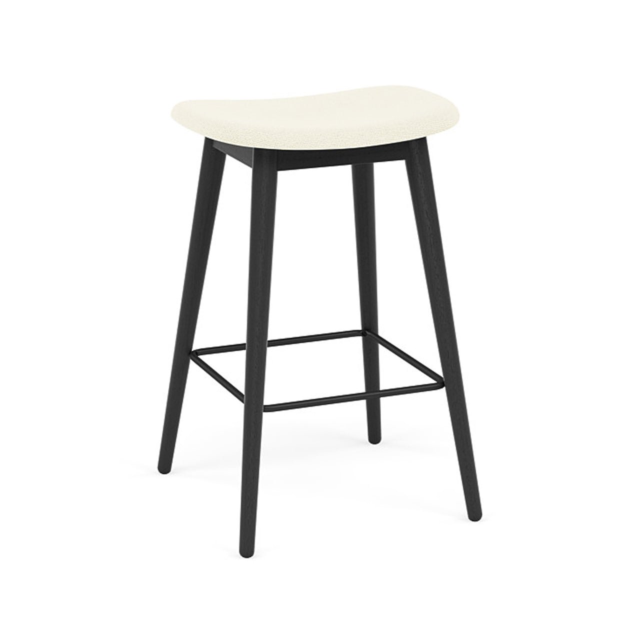 Fiber Bar + Counter Stool: Wood Base + Upholstered + Counter + Black