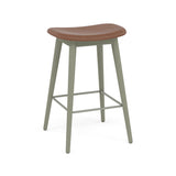 Fiber Bar + Counter Stool: Wood Base + Upholstered + Counter + Dusty Green