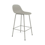 Fiber Bar + Counter Stool with Backrest: Tube Base + Counter + Grey