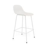 Fiber Bar + Counter Stool with Backrest: Tube Base + Counter + Natural White + White