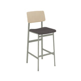 Loft Counter Stool: Upholstered + Dusty Green + Oak