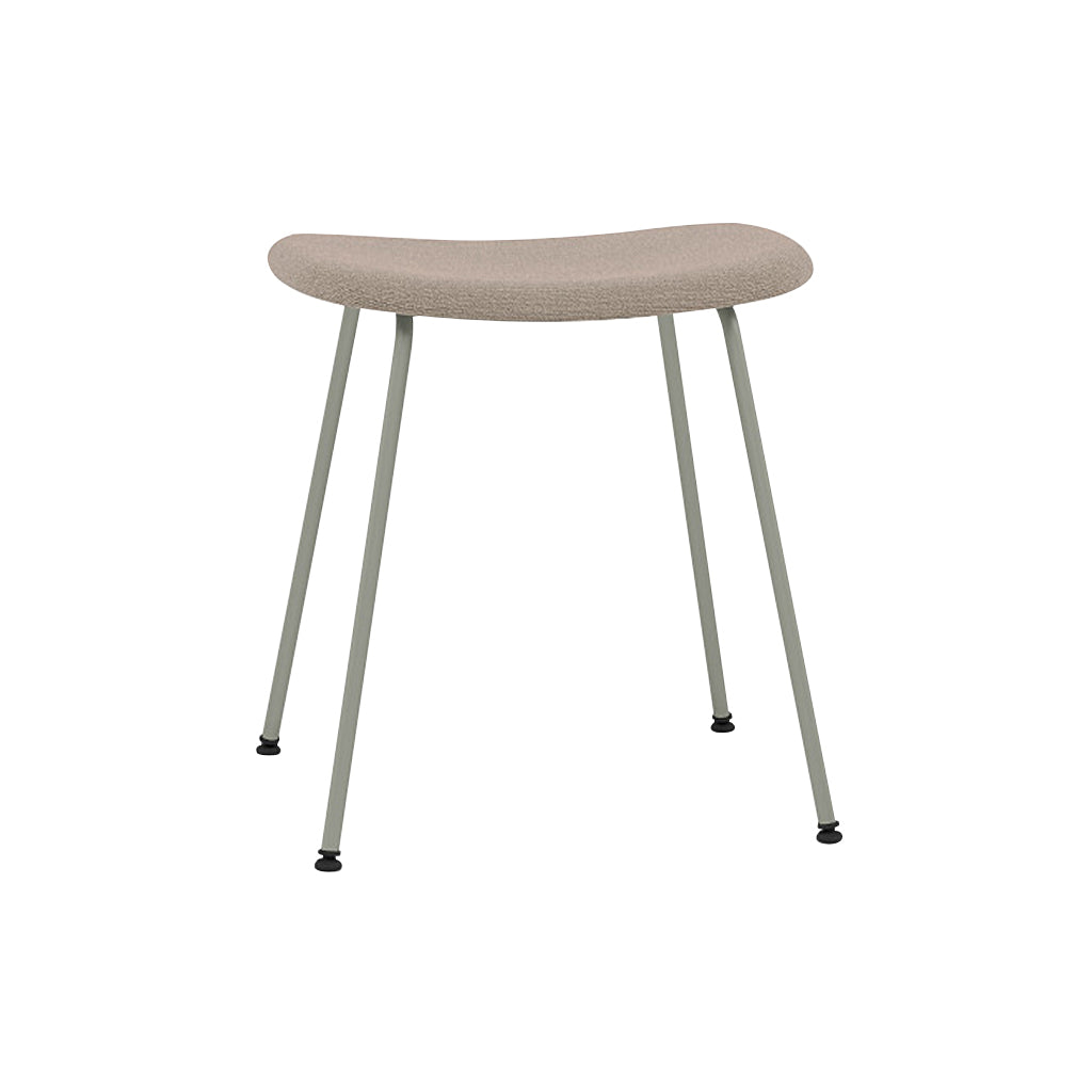 Fiber Stool: Tube Base + Upholstered + Dusty Green