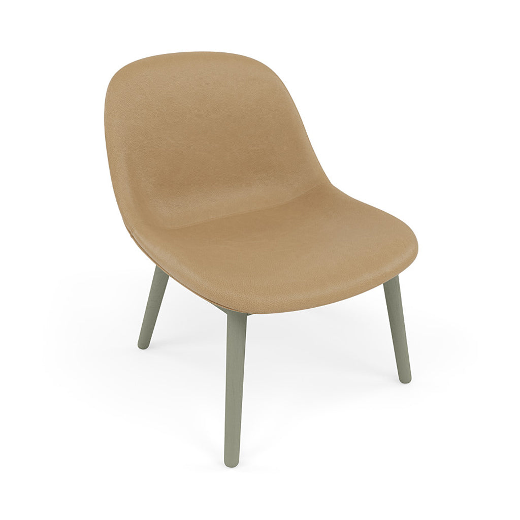 Fiber Lounge Chair: Wood Base + Upholstered + Dusty Green