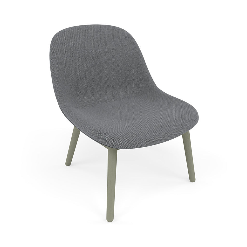 Fiber Lounge Chair: Wood Base + Upholstered + Dusty Green