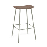 Fiber Bar + Counter Stool: Tube Base + Upholstered + Bar + Dusty Green