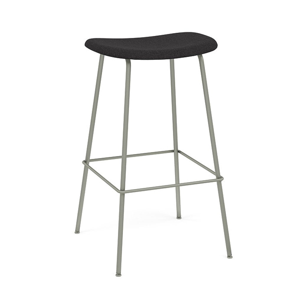 Fiber Bar + Counter Stool: Tube Base + Upholstered + Bar + Dusty Green