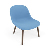 Fiber Lounge Chair: Wood Base + Upholstered + Stained Dark Brown