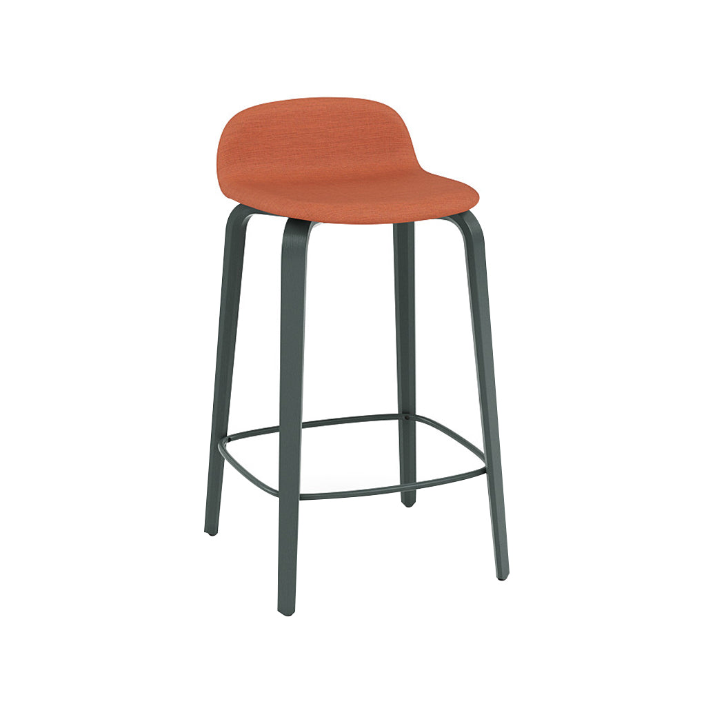 Visu Counter Stool: Upholstered + Dark Green