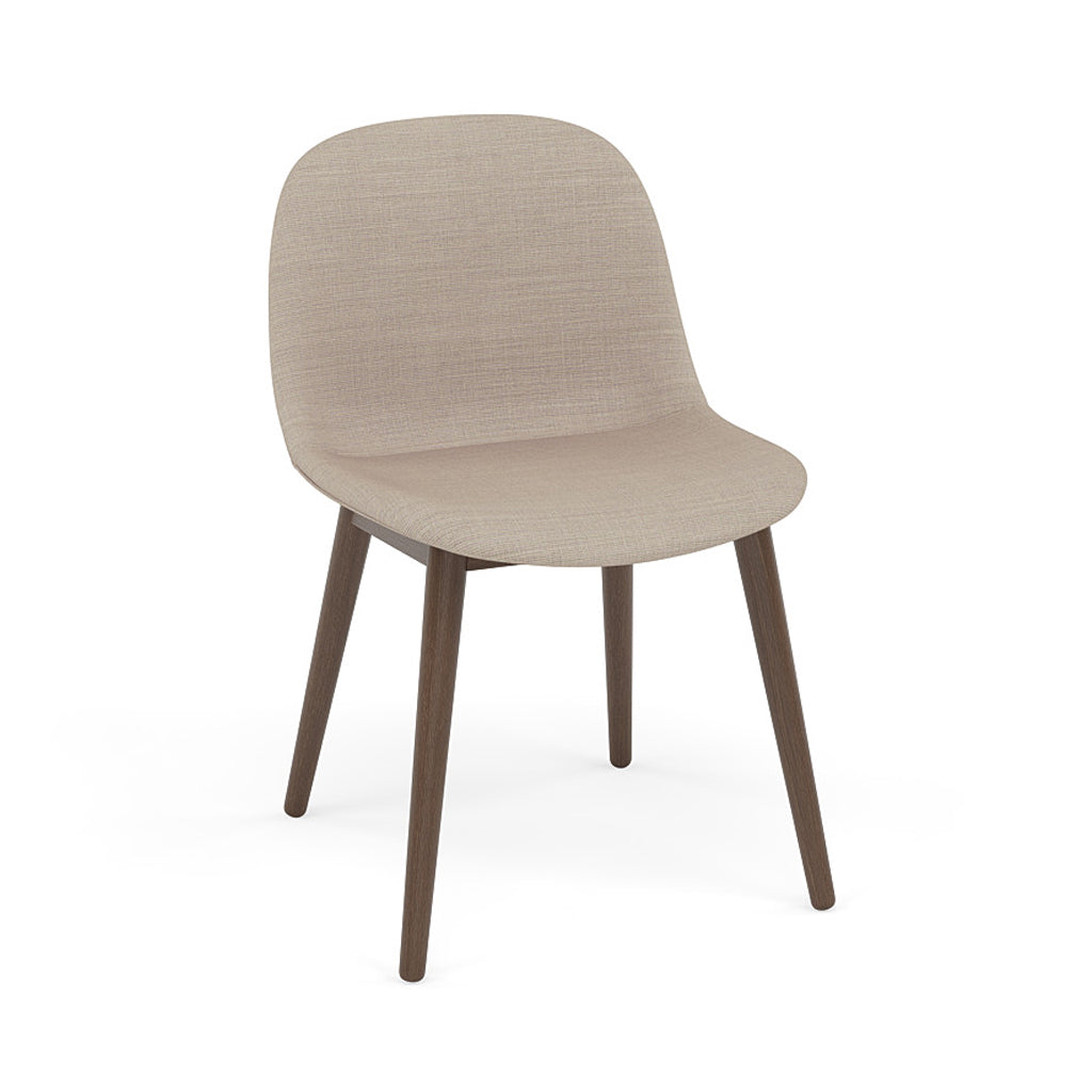 Fiber Side Chair: Wood Base + Recycled Shell + Upholstered + Stained Dark Brown