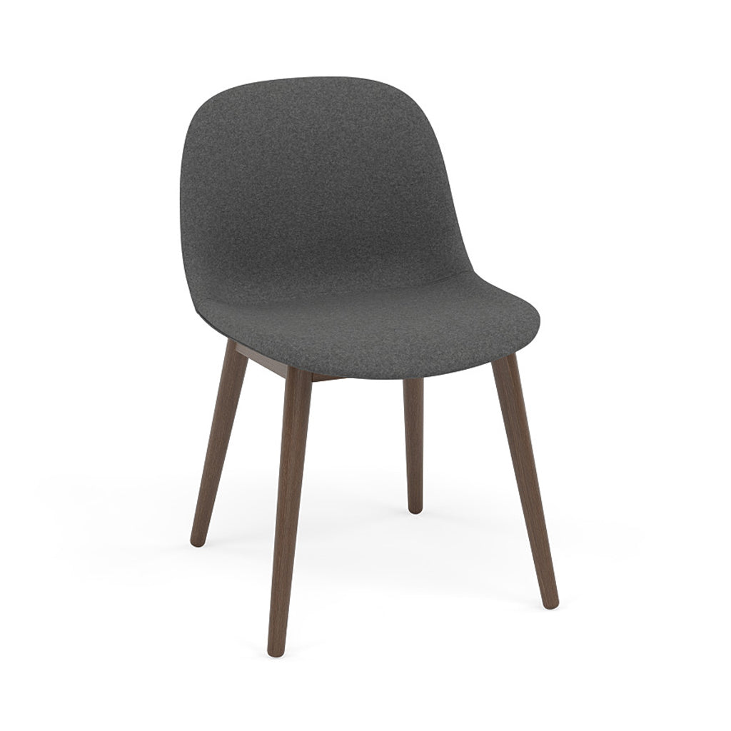 Fiber Side Chair: Wood Base + Recycled Shell + Upholstered + Stained Dark Brown