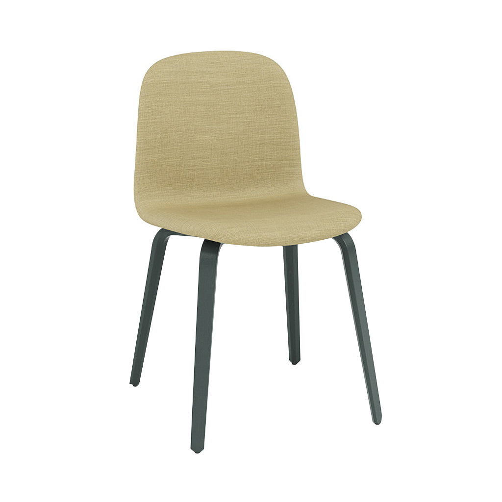 Visu Chair: Wood Base + Upholstered + Dark Green