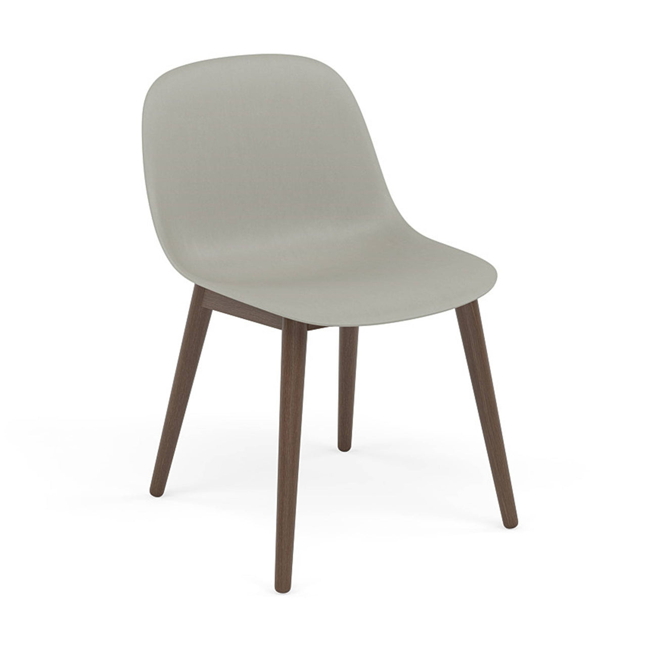 Fiber Side Chair: Wood Base + Recycled Shell +  Stained Dark Brown + Grey