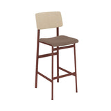 Loft Bar Stool: Upholstered + Deep Red + Oak