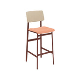 Loft Counter Stool: Upholstered + Deep Red + Oak