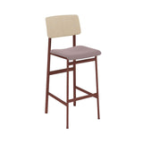 Loft Bar Stool: Upholstered + Deep Red + Oak