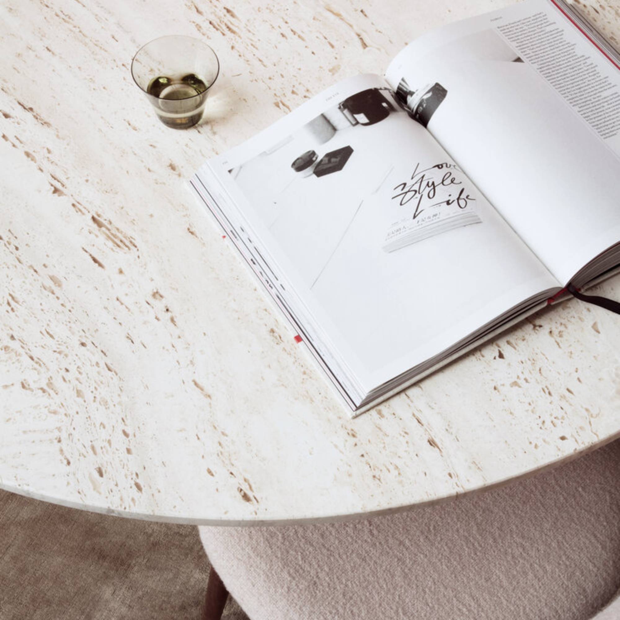 Epic Round Dining Table: Travertine