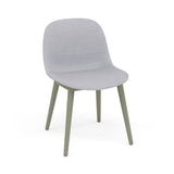 Fiber Side Chair: Wood Base + Recycled Shell + Upholstered + Dusty Green