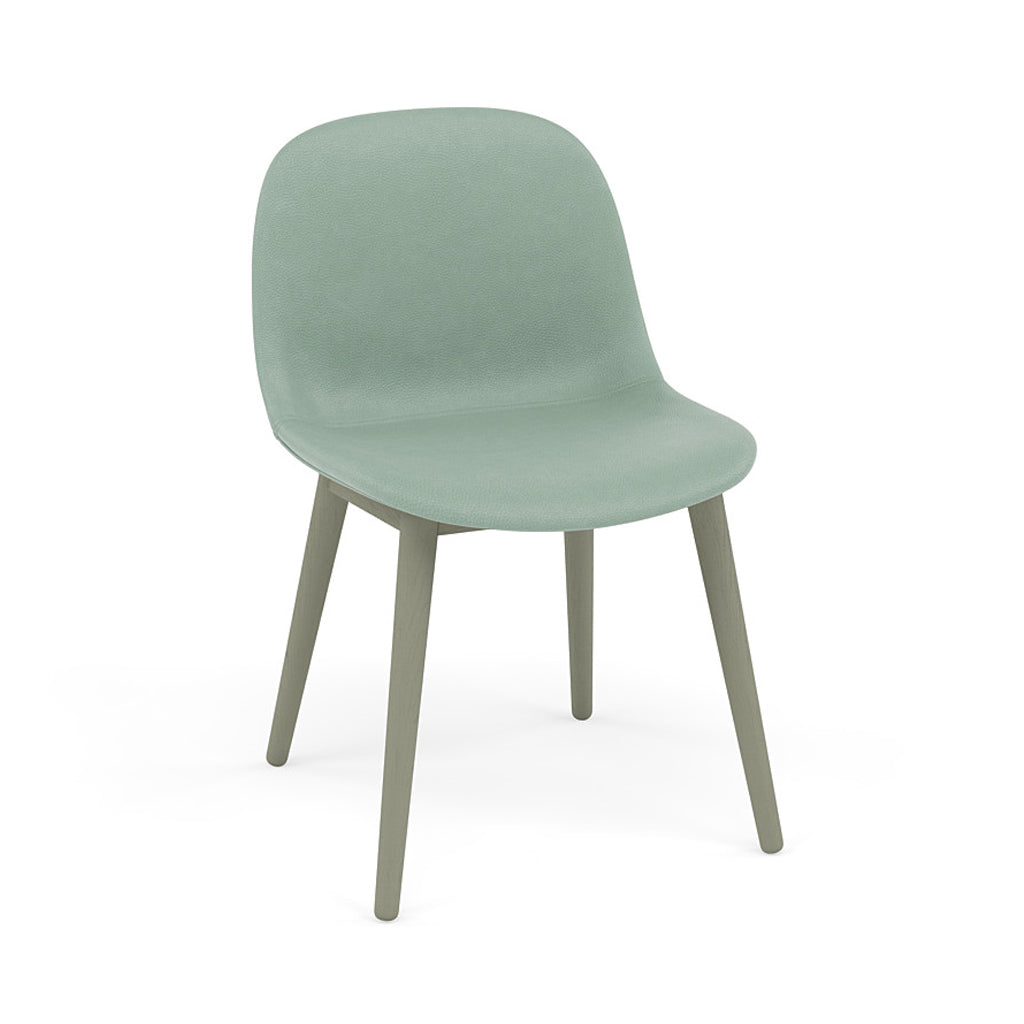 Fiber Side Chair: Wood Base + Recycled Shell + Upholstered + Dusty Green