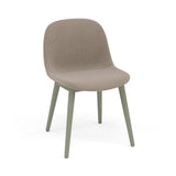 Fiber Side Chair: Wood Base + Recycled Shell + Upholstered + Dusty Green