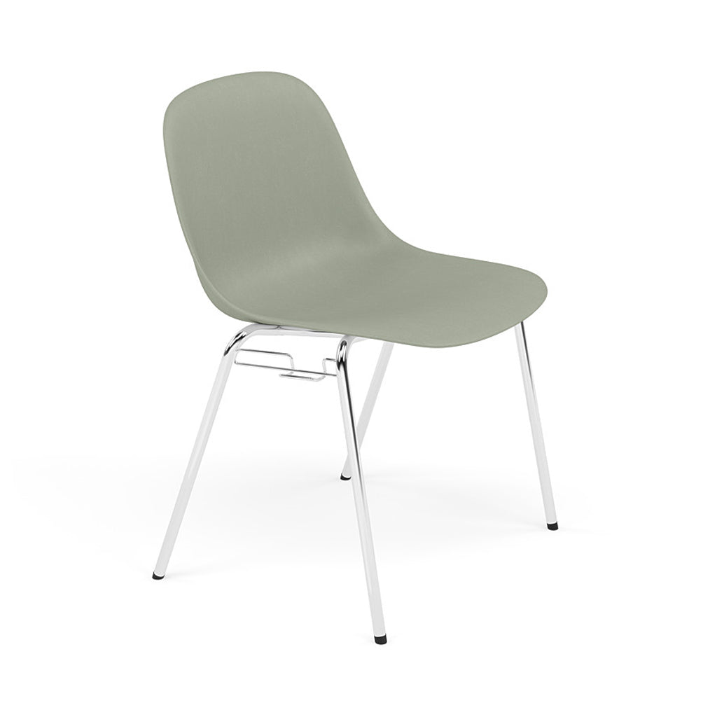 Fiber Side Chair: A-Base with Linking Device + Recycled Shell + Dusty Green