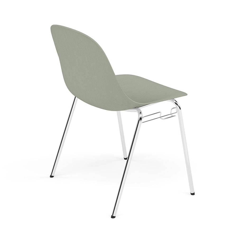 Fiber Side Chair: A-Base with Linking Device + Felt Glides + Dusty Green